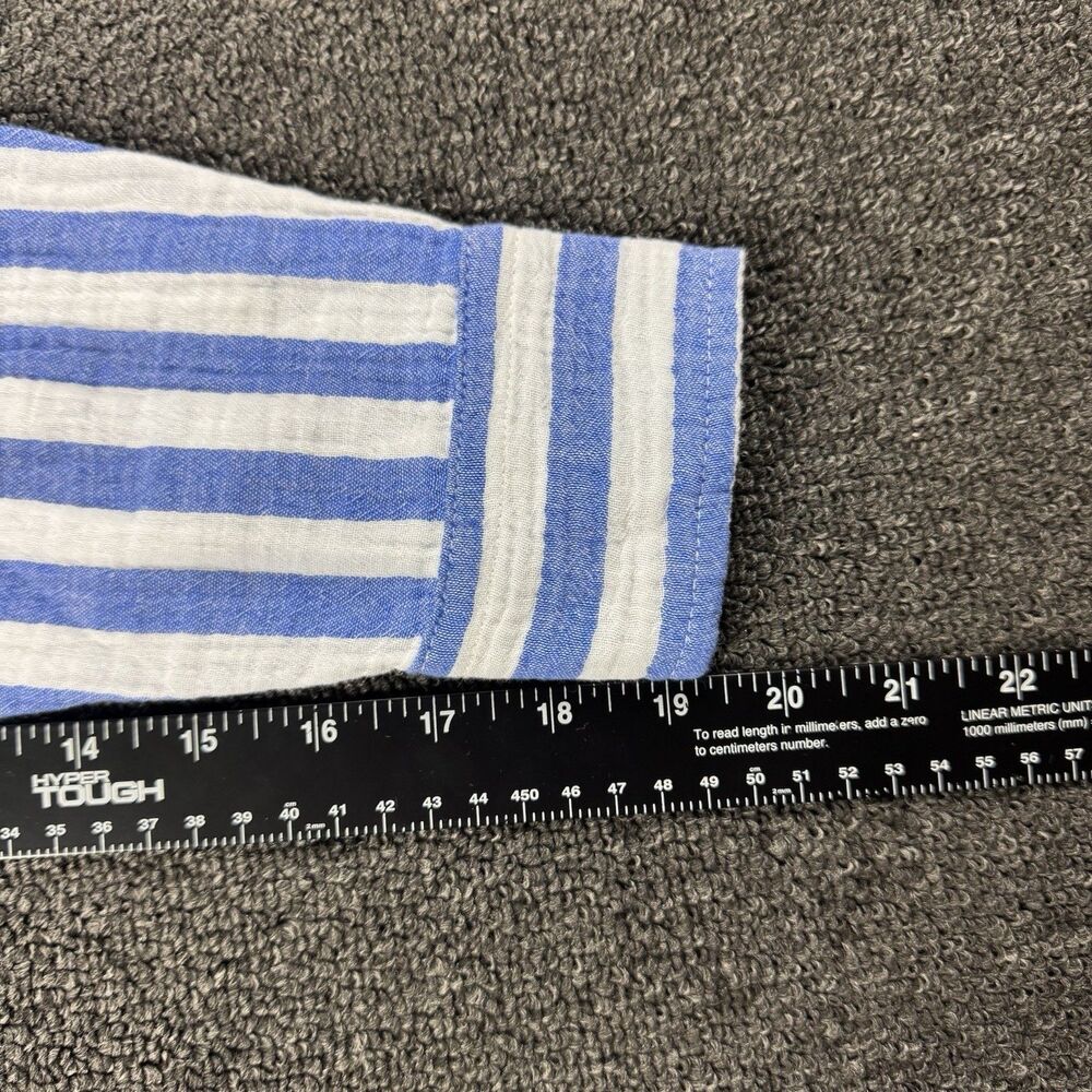 J.Crew Factory Womens Sz XS Striped Gauze Button Up Shirt Blue White Coastal - Picture 7 of 11
